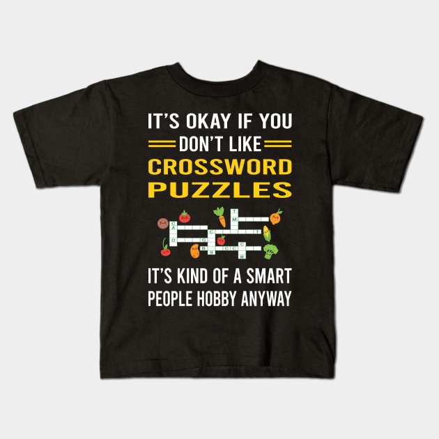 Smart People Hobby Crossword Puzzles Kids T-Shirt by Bourguignon Aror